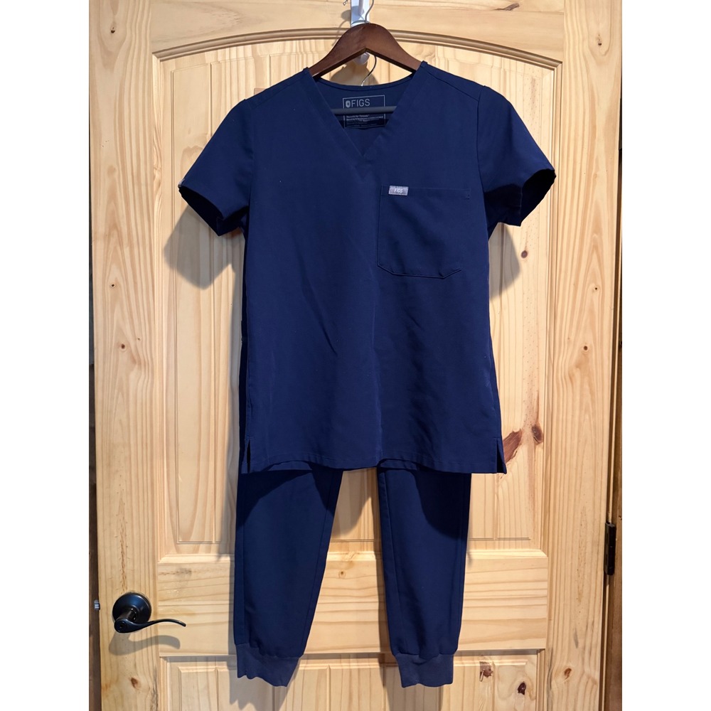 FIGS Catarina One-Pocket Scrub Top & Jogger Pants Set Navy Blue XS FW1000